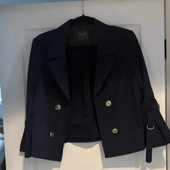The Limited Women's Navy Double-Breasted 3/4” Trumpet Sleeve Blazer - Picture 1 of 4